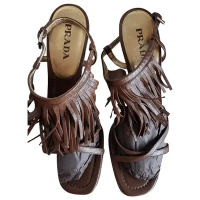 Pre-owned Prada Leather Sandals In Brown