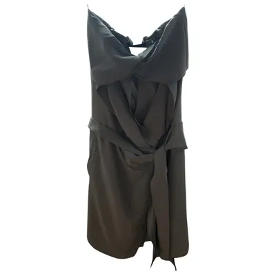 Pre-owned Vanessa Bruno Silk Mini Dress In Khaki