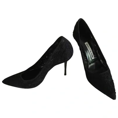 Pre-owned Manolo Blahnik Leather Heels In Black