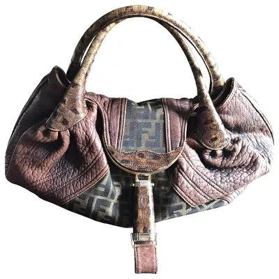 Pre-owned Fendi Spy Leather Handbag In Brown