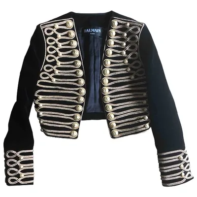 Pre-owned Balmain Velvet Short Vest In Black