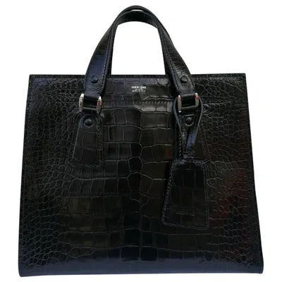 Pre-owned Giorgio Armani Leather Handbag In Black