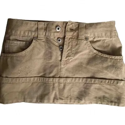 Pre-owned Dondup Mini Skirt In Beige