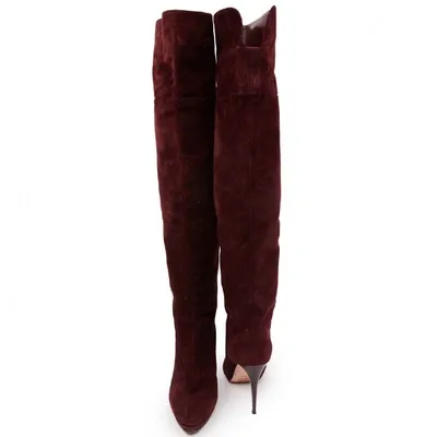 Pre-owned Jimmy Choo Madalie Boots In Burgundy