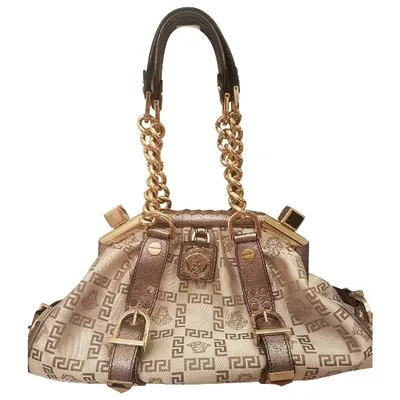 Pre-owned Versace Cloth Satchel In Metallic