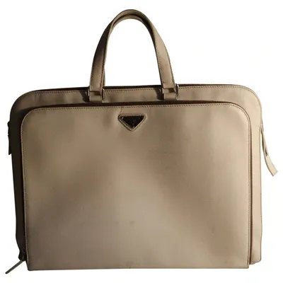 Pre-owned Prada Leather Satchel In Beige