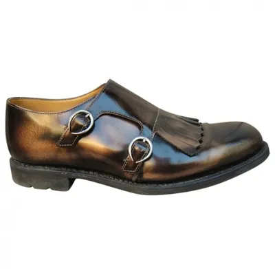 Pre-owned Paraboot Patent Leather Lace Ups In Brown