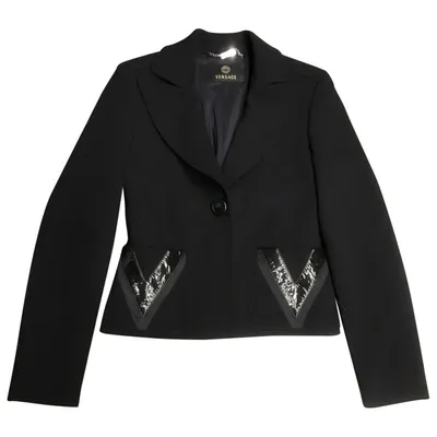 Pre-owned Versace Wool Blazer In Black