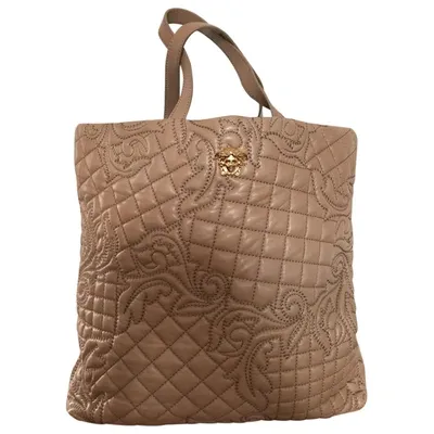 Pre-owned Versace Leather Tote In Ecru