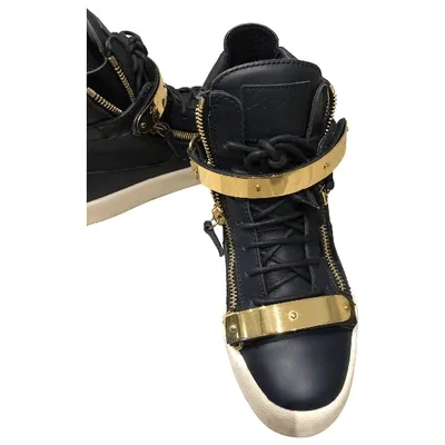 Pre-owned Giuseppe Zanotti Donna Leather Trainers In Navy