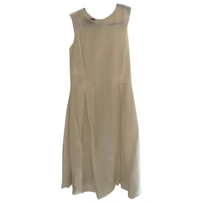 Pre-owned Rochas Silk Mid-length Dress In Ecru