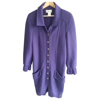 Pre-owned Karl Lagerfeld Wool Cardi Coat In Purple