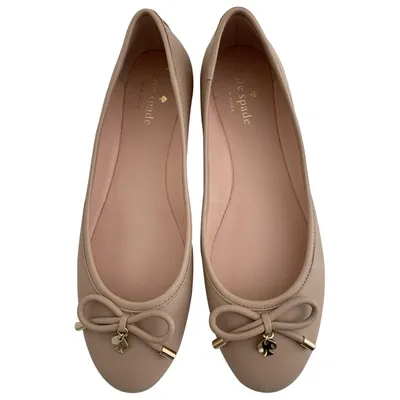 Pre-owned Kate Spade Leather Ballet Flats In Beige