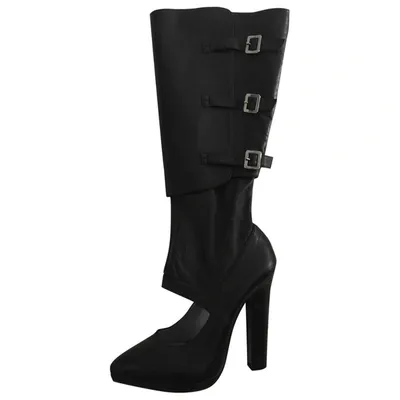 Pre-owned Versace Leather Boots In Black