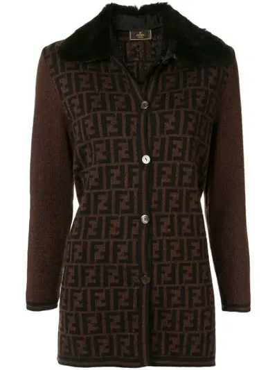 Pre-owned Fendi Zucca Pattern Jacket In Brown