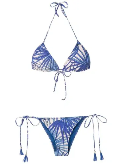 Brigitte Printed Triangle Bikini Set In Blue