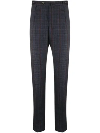 Pt01 Tartan Twill Suit Trousers In Blue