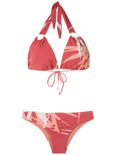 Brigitte Printed Triangle Bikini Set In Red