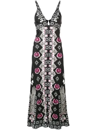 Temperley London Flux Printed Satin-jacquard Midi Dress In Black