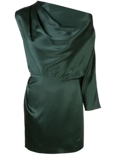 Michelle Mason One-sleeve Draped Mini Dress In Green