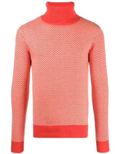 Majestic Zig-zag Turtle Neck Sweater In Orange