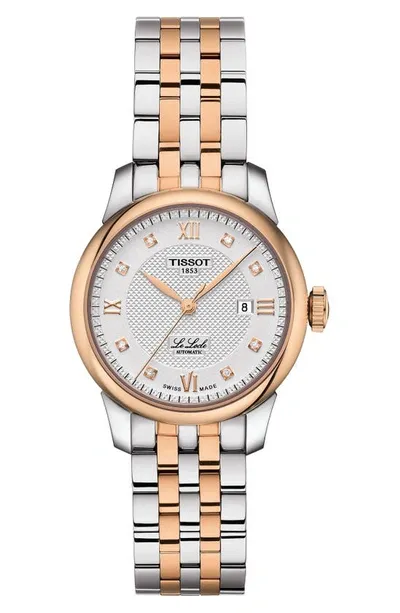 Tissot Le Locle Automatic Diamond Bracelet Watch, 29mm In Silver/rose Gold