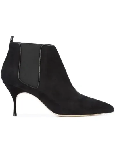 Manolo Blahnik Stiletto Ankle Boots In Black