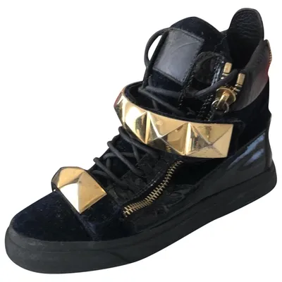 Pre-owned Giuseppe Zanotti Donna Velvet Trainers In Black