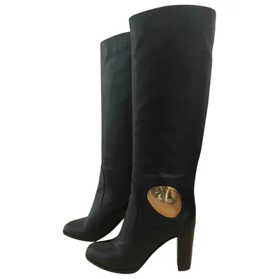 Pre-owned Sergio Rossi Leather Boots In Black