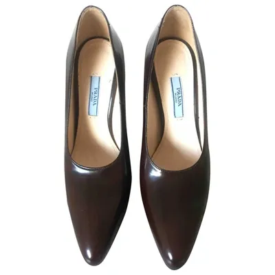 Pre-owned Prada Leather Heels In Brown