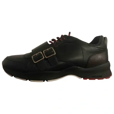 Pre-owned Dior Leather Low Trainers In Black