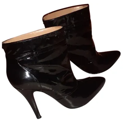 Pre-owned Maison Margiela Patent Leather Ankle Boots In Black