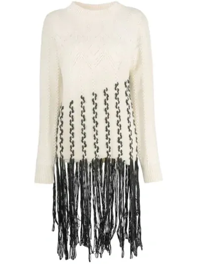 Loewe Woven Fringe Jumper In Neutrals