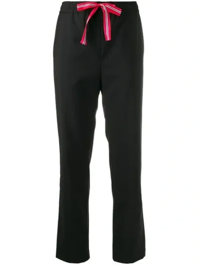 Ps By Paul Smith Drawstring Waist Tapered Trousers In Black