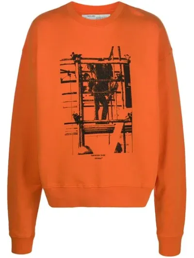 Off-white Industrial Print Sweatshirt In Orange