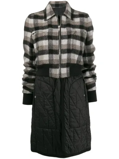 Rick Owens Deconstructed Check Pattern Coat In Black