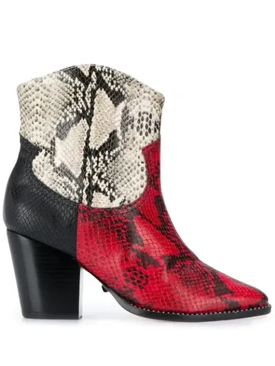 Schutz Snakeskin-effect Boots In Red