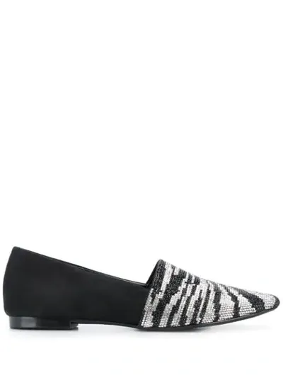 Schutz Crystal Detail Ballerina Shoes In Black