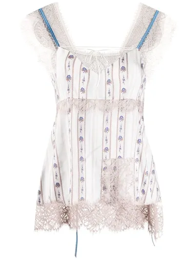 Lanvin Floral-print Lace-trimmed Camisole In Pink