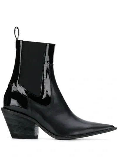 Haider Ackermann Patent Panel Boots In 99 Black