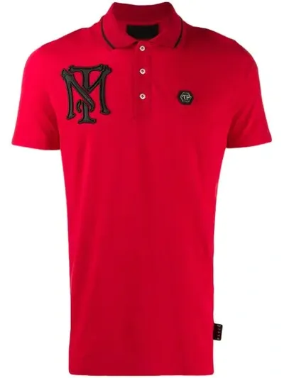 Philipp Plein Scarface Print Polo Shirt In Red