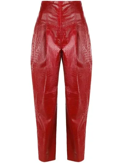 Nineminutes Pleated Tapered Trousers In Red