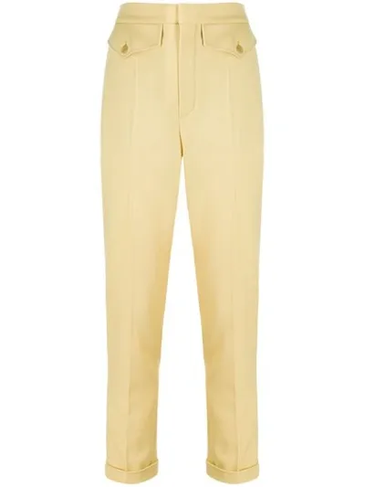 Chloé High-waisted Slim-fit Trousers In Yellow