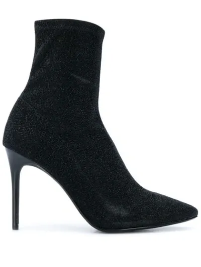 Kendall + Kylie Millie High Heels Ankle Boots In Black Glitter