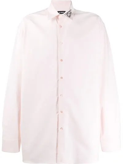 Raf Simons Embroidered Collar Oversized Shirt In Pink