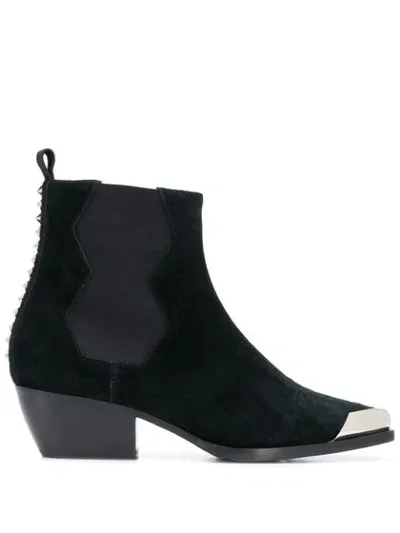 Philipp Plein Steel Capped Western Boots In Black