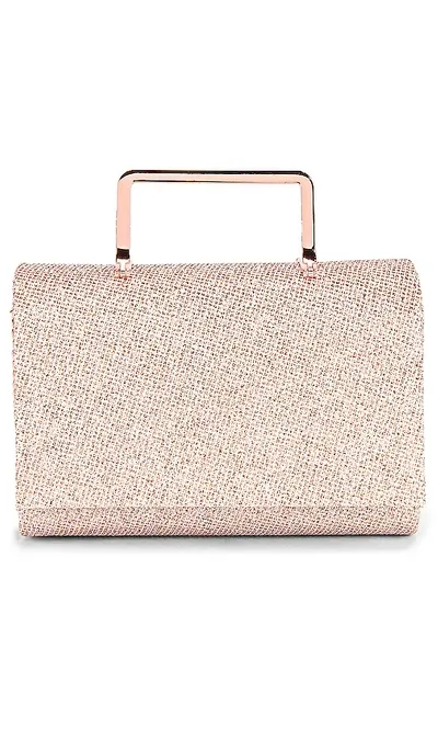 Olga Berg Ariana Glitter Top Handle Bag In Rose Gold