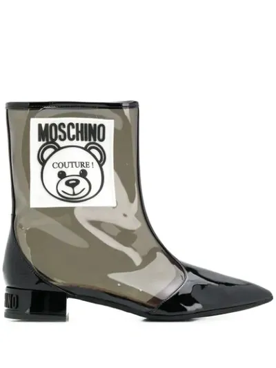 Moschino Women's Teddy Bear Pointed-toe Boots In Black