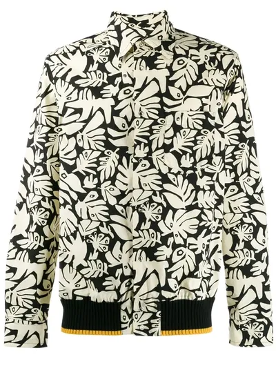 Marni Eye And Leaf-print Cotton-poplin Shirt In Eyed Leaves White Black