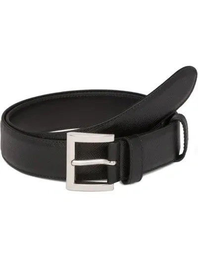 Prada Saffiano Finish Belt In Black